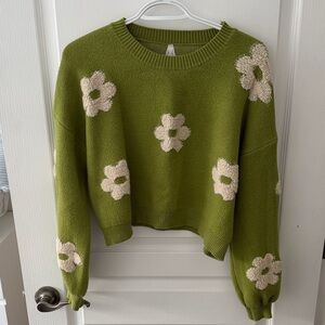 Dreamers Olive Floral Sweater
